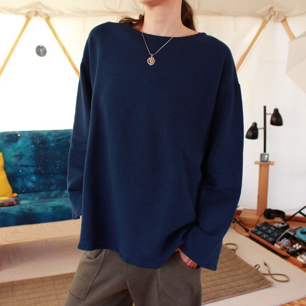 universelles Sweatshirt / Langarm Oversize Loose Fit Shirt - 100% Hanf und Bio-Baumwolle - wird nach Maß und von Hand gefärbt - Größen xxs bis xl