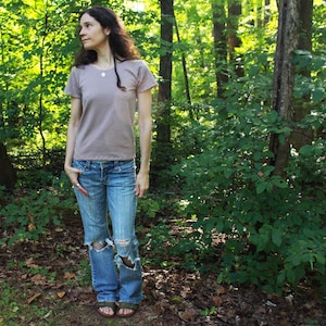 ladies short sleeve hemp shirt t-shirt babydoll top - 100% hemp and organic cotton - custom made and hand dyed - womens hemp clothing