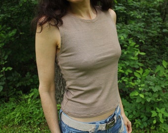the emma - high neck wide strap tank top / singlet / sleeveless shirt - 100% hemp and organic cotton - custom made - hand dyed - slim fit