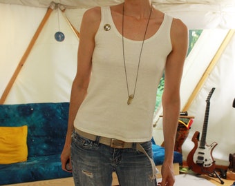 hemp tank top - casual / loose fit - organic singlet undershirt - 100% hemp and organic cotton - custom made to order - hand dyed