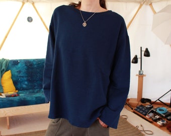 universal sweat shirt / long sleeve oversize loose fit shirt - 100% hemp and organic cotton - custom made and hand dyed - sizes xxs to xl