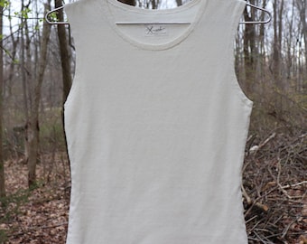 high neck hemp tank top / singlet - 100% natural hemp and organic cotton - xxs 0 - 2 / 32" to 33" bust 20" length