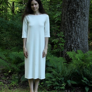 organic hemp clothing - 3/4 sleeve nightgown / dress / organic pajamas - 100% hemp and organic cotton - custom made hand dyed