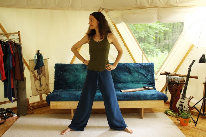 drawstring hemp sweatpants lounge pants - 100% hemp and organic cotton - custom made hand dyed - optional drawstring cuff - sizes xxs to xl image 1