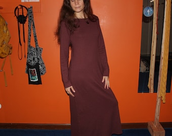 womens hemp clothing - long sleeve nightgown / dress / pajamas - 100% hemp and organic cotton - custom made hand dyed - size xxs to xl