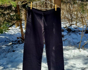 hemp pants - drawstring waist pajama yoga tai chi pants - 100% hemp and organic cotton - black - medium 34"w 41"h 39" outseam or 40" outseam