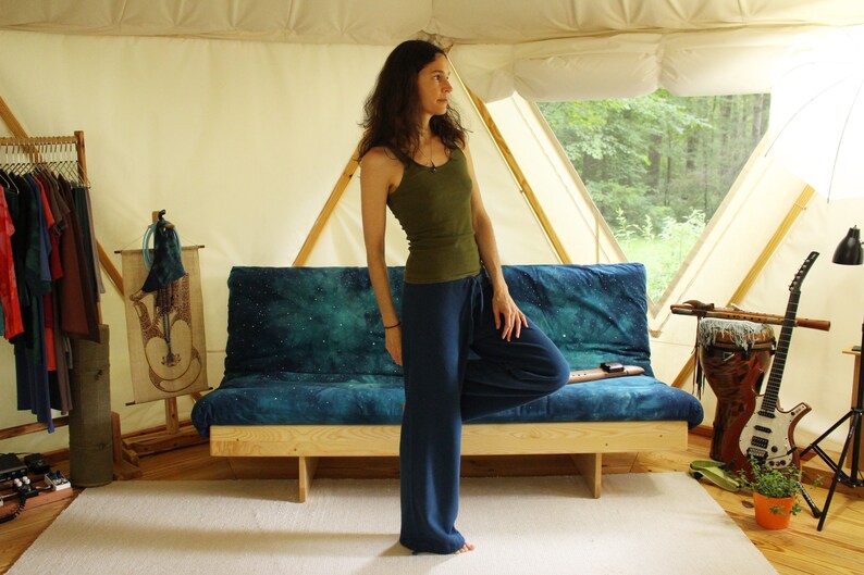 drawstring hemp sweatpants lounge pants - 100% hemp and organic cotton - custom made hand dyed - optional drawstring cuff - sizes xxs to xl image 3