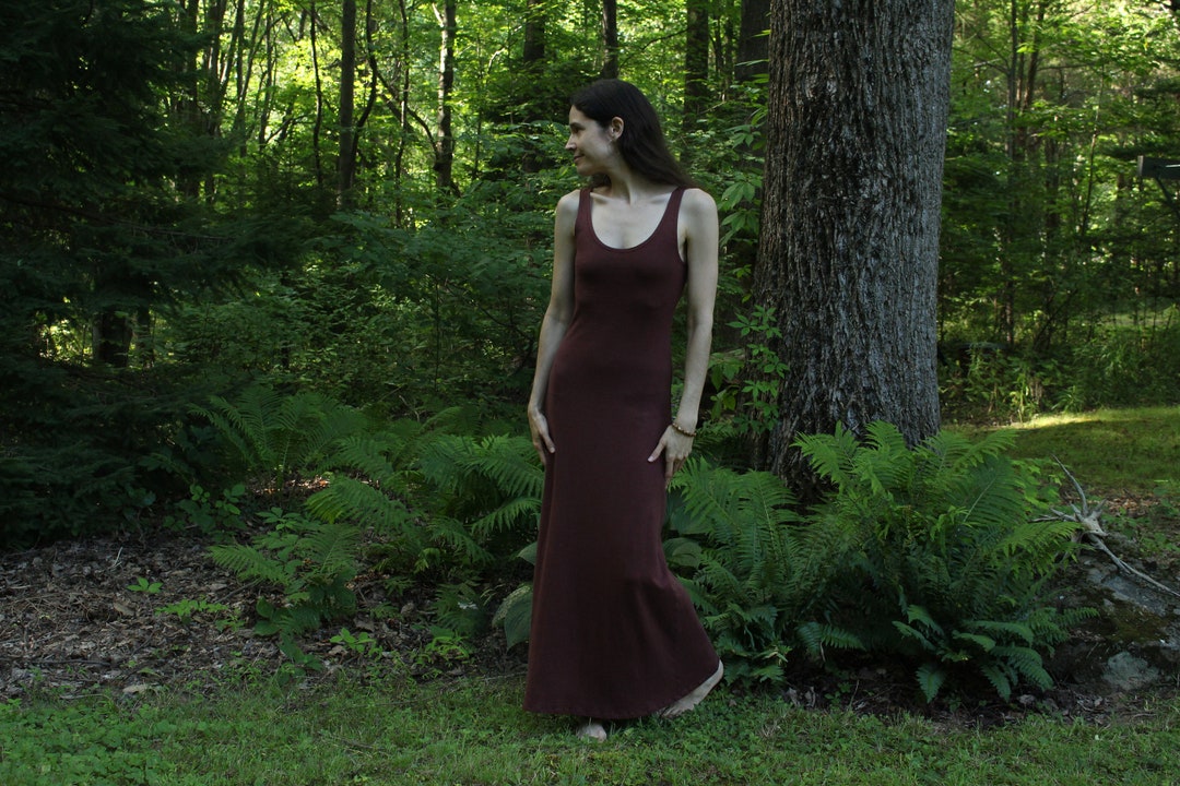 Abito canotta in canapa camicia da notte senza maniche lungo