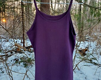 camisole / yoga tank top - hemp and organic cotton - hand dyed in truffle brown - size 16 large - singlet vest strap shirt