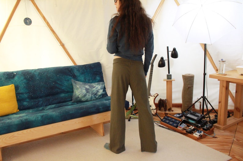 hemp pants drawstring waist strait leg pajama yoga tai chi qi gong pants 100% hemp and organic cotton custom made hand dyed xxs l image 2