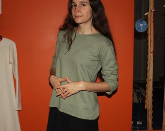 hemp clothing - long sleeve shirt - classic fit crew neck - 100% hemp and organic cotton - custom made to order - hand dyed