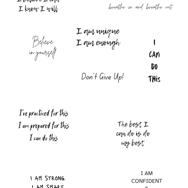 Temporary Tattoos - Positive Affirmations and Motivational (pack of 10)