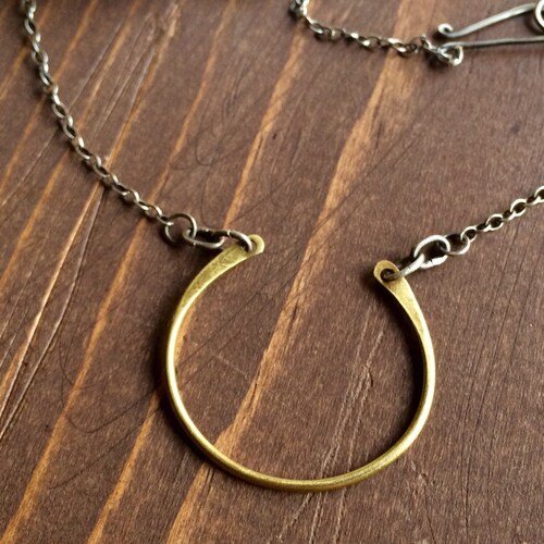 Half Circle Necklace Minimal Geometric Brass Tube Arch Etsy Israel