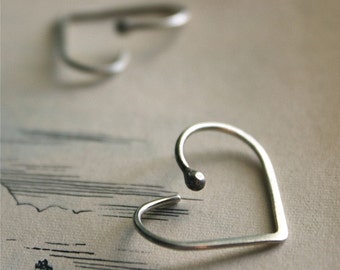 Heart Hoop Earrings - Sterling Silver - Minimalist