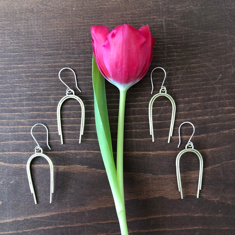 Upside Down U Earrings Brass Earrings Etsy