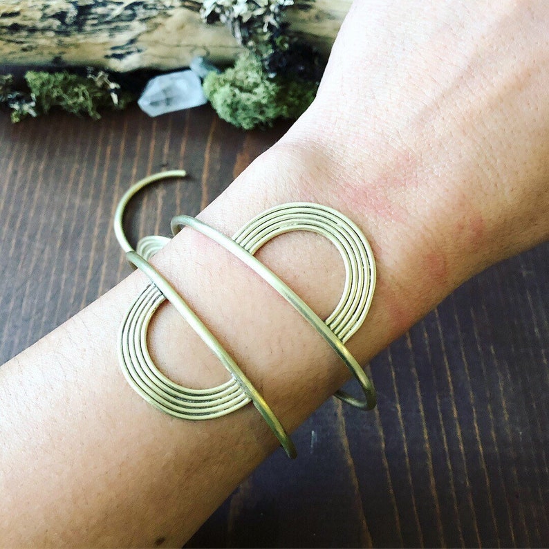 Brass Cuff Bracelet Metal Jewelry Rainbow Etsy