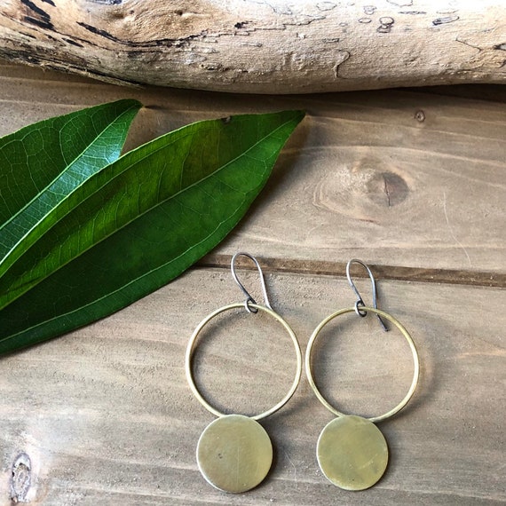 Circle Pop Earrings Silver and Brass Earrings Hoop Earrings Handmade Jewelry Mixed Metal Jewelry Etsy Canada