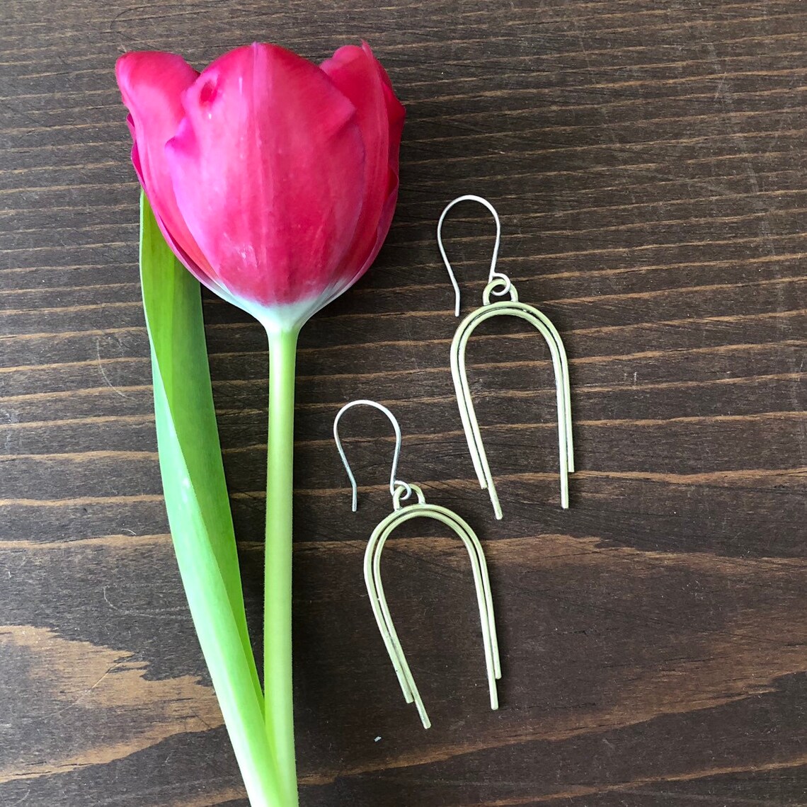 Upside Down U Earrings Brass Earrings Etsy