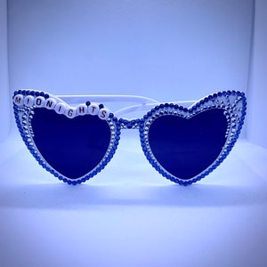 Personalised rhinestone sunglasses, hand finished with rhinestones. Keepsake perfect for gifts. Bespoke requests welcome.