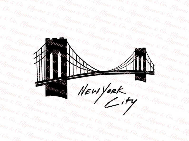 ニューヨーク市、ブルックリン橋、PNG、PDF、デジタルダウンロード、画像 画像 1