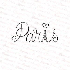 Paris, France, calligraphy lettering, Eiffel Tower, PNG, PDF, digital download, image image 1