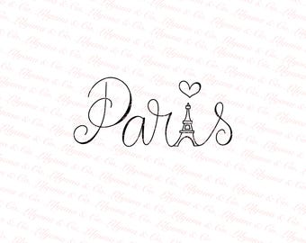 パリ、フランス、カリグラフィーレタリング、エッフェル塔、PNG、PDF、デジタルダウンロード、画像