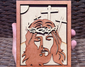 Jesus' frame laser cut file. Vector file for laser cutting. wall art. Decoration wall. svg, pdf, ia, cdr, dxf, eps, ready to download 1 zip