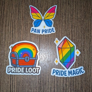 Pan Pride, Loot Sticker Bundle, Regenbogen Schmetterling Gamer Pack, Pride Chest, Kristall Vinyl Set