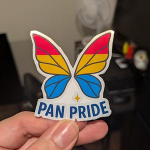 Pan Pride Schmetterling Aufkleber, Bunte Flügel LGBTQ Vinyl Aufkleber, Pride Flagge Aufkleber für Planer oder Laptop Hüllen