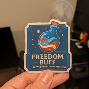 Freedom Buff Potion sticker, gamer 4 juli sticker, patriottische magische kolf vinyl sticker, RPG buff Fantasy nerd cadeau