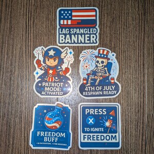 4th of July Gamer Sticker Bundle, Independence  Day Vinyl Sticker, Video games 4th of July Party, Gamer Fireworks Vinyl Sticker Bundle