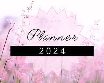 Flower Pink 2024 Calendar Planner Year Weekly Schedule