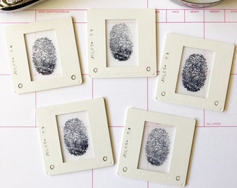 Stamped Fingerprint on Vellum in Vintage Slides for Junk Journaling, True Crime Ephemera Paper Crafting, Scrapbooking, True Crime Gift