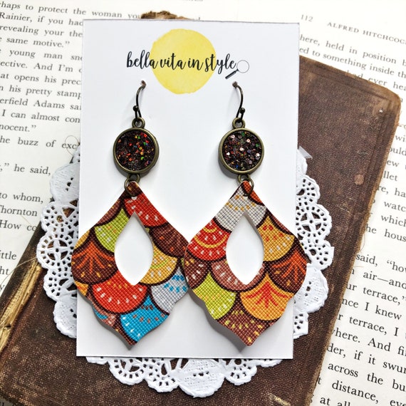 Fall inspired faux leather earrings 