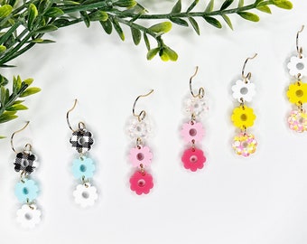 Flower Blossom Acrylic Dangle Earrings / Choose Your Style / Spring Earrings / Summer Earrings / Dainty Flowers /