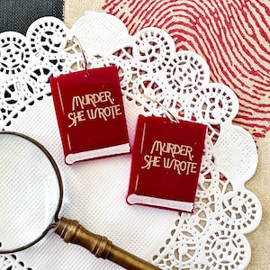 Murder She Wrote Inspired Book Acrylic Earrings / Jessica Fletcher / Cabot Cove / Gift for Murder Mystery Fan / 1980s Mystery Crime Show