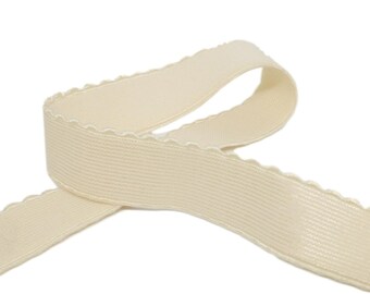 Bra//Lingerie Elastic Plush Back Scallop Edge 19mm3//4 Inch Wide White