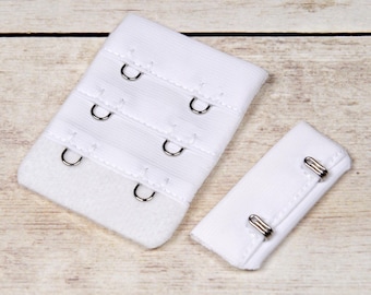 White Bra Making Replacement Hook and Eye Tape Closures - 2 Rows - 1 1/2" Wide - Lingerie Design, DIY Bra Supplies (HE132W)