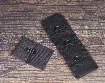 Black Bra Making Replacement Hook and Eye Tape Closures - 1 Row - 3/4" Wide - Lingerie Design, DIY Bra Supplies (HE131B)