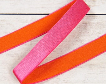 Reversible Hot Pink & Orange 5/8" or 14mm Bra Making Strap Elastic - 5 Yards - DIY Lingerie Supplies, Replacement Straps