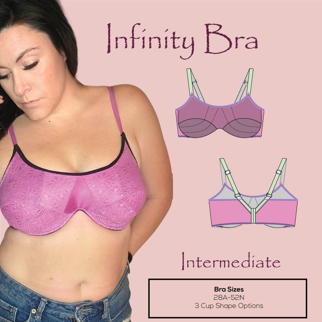 28A-38N Infinity Bra Pattern by Porcelynne Size-inclusive Wireless/monowire  Great Support DIY Sewing Print at Home/projector File 