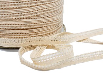 5 yds Peach Picot Elastic - 3/8 inch wide
