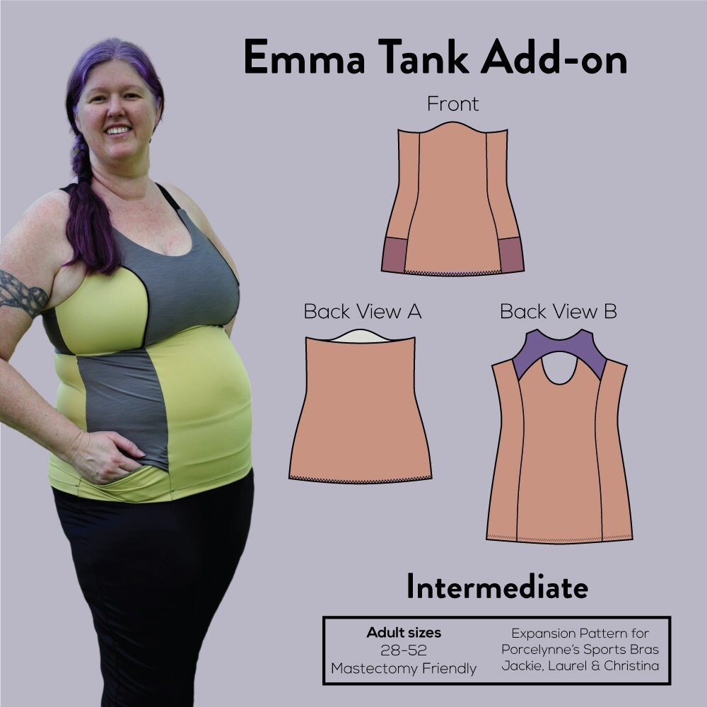 Emma Tank Tankini Add-On Pattern para el sujetador deportivo