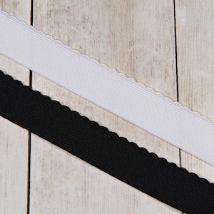 Decorative Edge Band Elastic for Bra Making - 3/4 inch or 20mm - Choose from White or Black - 3 Yards - Bra Making Lingerie DIY