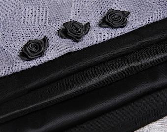 Gray and Black Bra Making Fabric and Geometric 12" Lace Kit