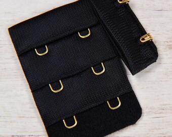 Black Hook & Eye Replacement with Gold Hardware - 2 row - 1 1/2" Wide