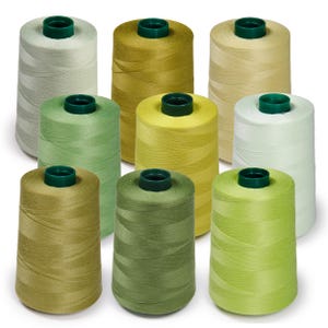 Perma Core Polyester Tex 40 Serger Cone Thread - Green Set 1