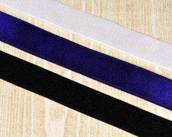 Brushed Back 3/4" or 18mm Strap Elastic - 5 yards - Choose from Black, White or Violet - DIY Bra Making Lingerie Supplies
