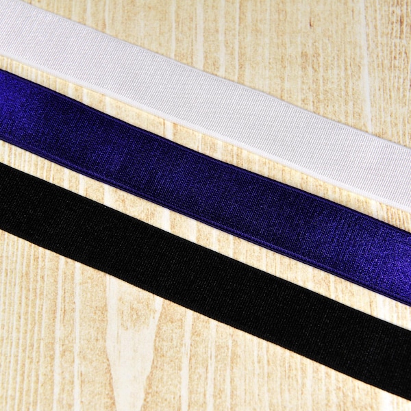 Brushed Back 3/4" or 18mm Strap Elastic - 5 yards - Choose from Black, White or Violet - DIY Bra Making Lingerie Supplies