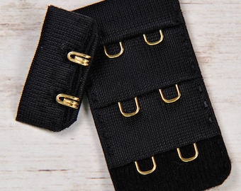 Black Hook & Eye Replacement with Gold Hardware - 2 row - 1 1/8" Wide
